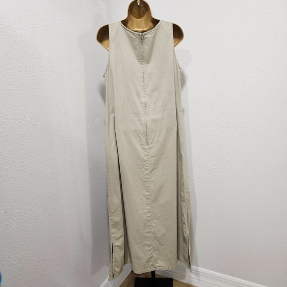 Cottage Coastal Grandma Modest Two Piece Tan White Jacket Tank Dress Womens Med - Picture 5 of 8